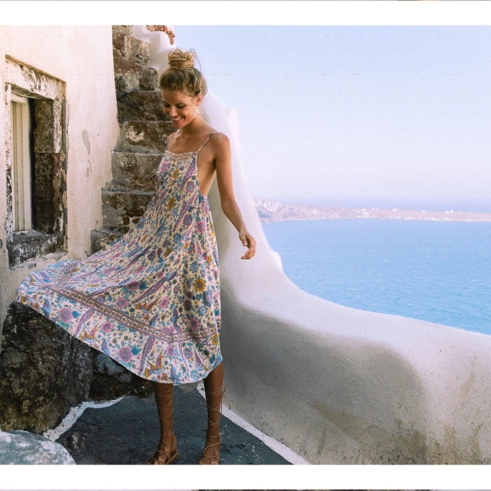 Spell Lovebird Strappy Dress Midi - M